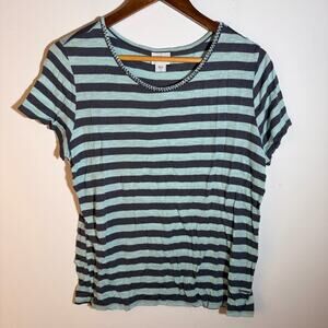 Striped Blue and Black Women's Top